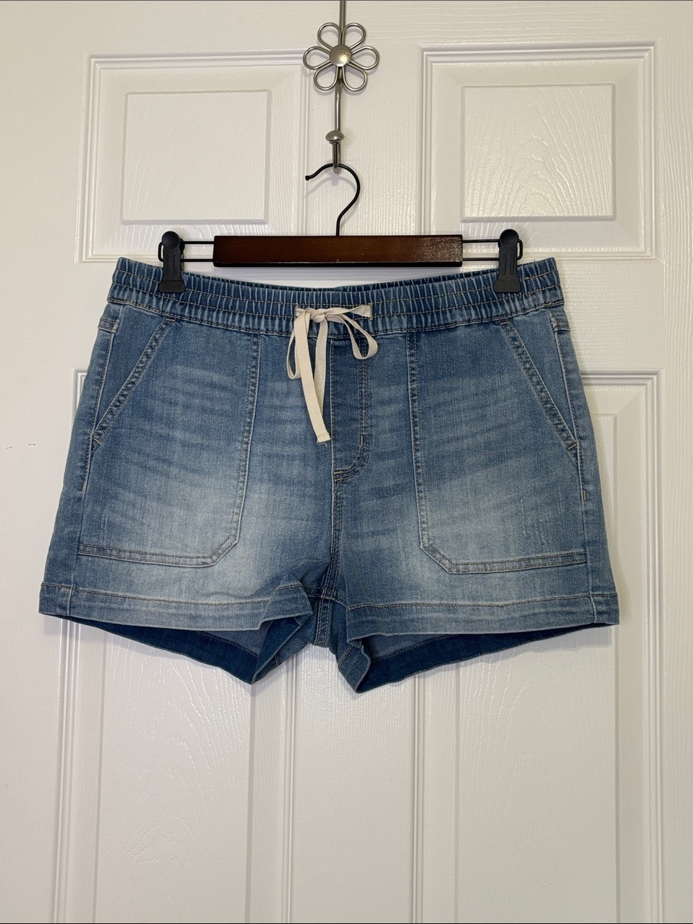 INC International Concepts Light Blue Denim Drawstring Shorts Size S
